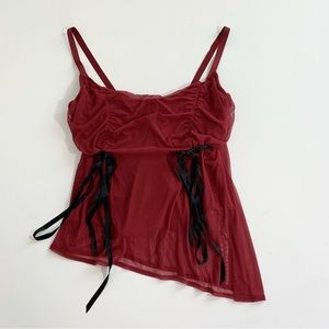 Y2K red mesh corset top